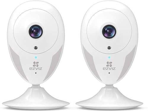 EZVIZ Telecamera da Interno Wi-Fi IP Camera 1080P Grandangolare Visione Notturna Avviso Movimento Audio ad Due Vie Grandangolare App Mobile Compatibile con Alexa Confezione Formato Famiglia da 2