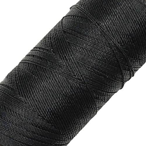 LINHASITA Garnspule, gewachst, 100 g / 360 Meter, Dicke: 0,5 mm, Polyester, Makramee-Garn, 30 Farben - Schwarz