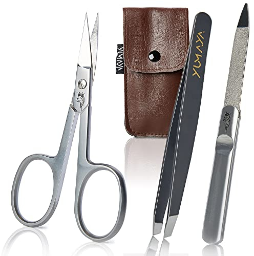 YUMAYA® Profi Nagelset 3 teilig – Nagelschere, Feile und Pinzette inkl. Etui | Edelstahl, rostfrei, kompakt, klein | Maniküre Set - Nageletui - Nagelpflegeset - Nagelnecessaire für Damen und Herren
