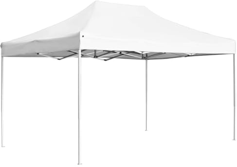 vidaXL Gazebo Pieghevole Classico Elegante Impermeabile Tenda Party Eventi Tendone da Giardino in Lega Alluminio Tessuto Oxfort PVC 4,5x3 m Bianco