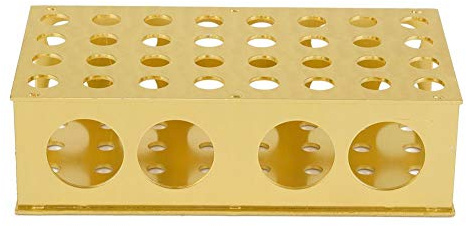 Broco Kunststoff Reagenzglas Ständer Halterung Rack, Golden Aluminium Abnehmbare Zentrifugenröhrchen Rack Reagenzglas Rack Halter Ständer 8 * 12,3 * 18 * 30mm Lochdurchmesser für Labor