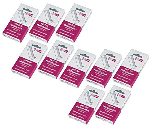 VELOFLEX Heftstreifen, 105 mm lang, selbstklebend, 10 Stück | 50er Packung