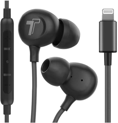 Thore iPhone Earbuds (Apple MFi Certified) Lightning Connector in-Ear Earphones (V60) Wired Headphones with Microphone for iPhone 13 Pro Max/12/11/XR/Xs /7/8 Plus/SE - Black (Retail Package)