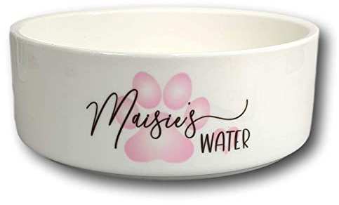 Personalised Pet Bowl | Pink Footprint Dog Bowl | New dog present | puppy bowl | pet bowl animal bowl | Ceramic pet bowl | Pet Accessories (Small Bowl)