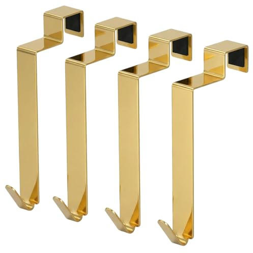 MDCASA Türhaken Innenseite I Premium Türhaken zum Einhängen inkl. Filzpad I 4 hochwertige & stabile Haken zum Einhängen für alle gängigen Türen (Gold)