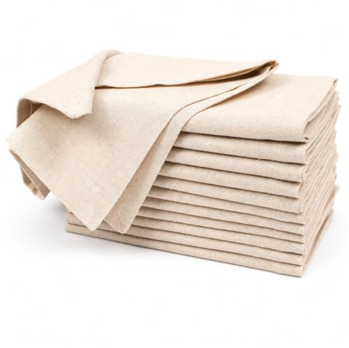 Homidate Linen Flax Cotton Cloth Dinner Napkins Set of 12 – 18x18 Natural Hemstitched Reusable Fabric Napkins for Weddings, Parties, Dinners & Table Décor – Elegant & Durable