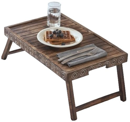 Penguin Home Sturdy Mango Wood Bed Tray Table with Foldable Legs, Breakfast Tray for Sofa, Bed, Eating, Working, Used As Desk Snack Tray (Size -Large)