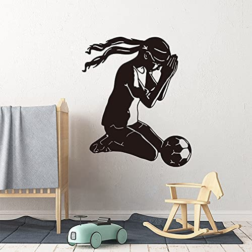 Wandtattoo Wandaufkleber Wandsticker Cartoon Mädchen Fußball Betendes Mädchen Zimmer Kinderzimmer Sport Fußball Religion Schlafzimmer Vinyl Dekor 134x112cm