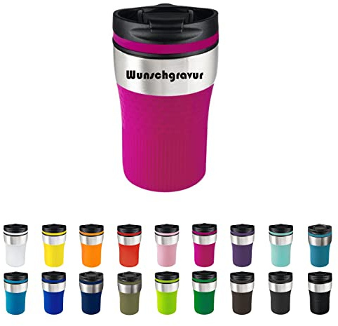 Schmalz Taza térmica Baya con grabado | Vaso de café para llevar | Termo | Sin BPA | Regalo personalizado | Nombre | Cumpleaños | Idea de regalo | 230 ml (magenta)