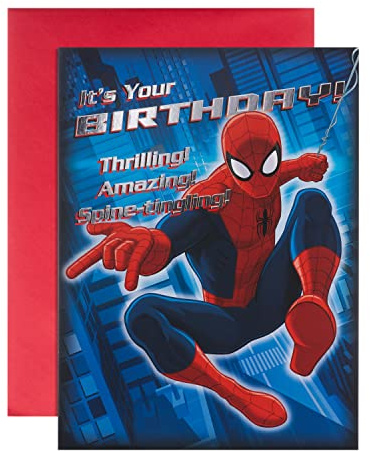 Hallmark Geburtstagskarte für Kinder - Großes Marvel Spider-Man Design, 25462208, Mehrfarbig