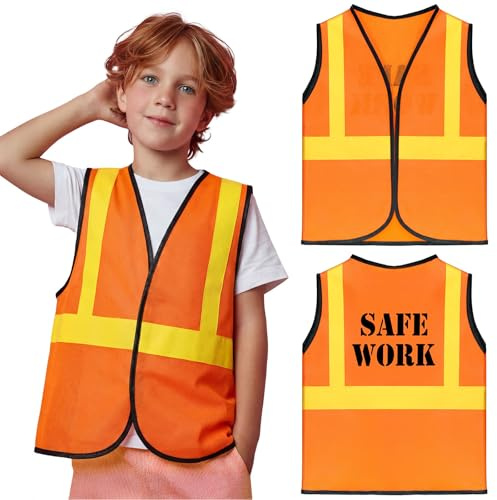 Haysandy 6 Pcs Construction Vests, Career Day Dress Up Costume, Orange