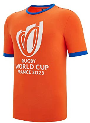 Macron T-Shirt für Kinder, Rugby World Cup 2023, offizielles Lizenzprodukt, Orange, 10 Jahre