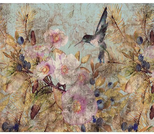murando Fototapete Premium-Vlies Blumen Vogel 100x70cm Foto Tapete Schlafzimmer Wohnzimmer Moderne Vliestapete XXL Wandtapete Motivtapeten Bildtapete 3d Effekt Wand Dekoration Retro Vintage wie gemalt