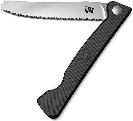 ODENWOLF W-PICNIC - Brotmesser Wellenschliff als Folding Knife - Sägemesser auch geeignet als Jausenmesser oder Brötchenmesser - Scharfes Outdoor Wellenmesser klappbar verwendbar als Picnic Messer