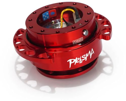 NRG Innovations NRG-SRK-222RD-RD Gen 2.0 Steering Wheel Quick Release Kit Adapter Red Body/Red Heart Cutout Ring 6x70mm & 6x74mm Bolt Pattern