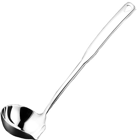 SIAIQIANG Kitchen Luminous Soup Ladle with Pour Spout,Premium 18/8 Stainless Steel,12-Inch Heavy Duty Punch Ladle for Serving,Cooking,Canning,Sauces,Gravy,Stews