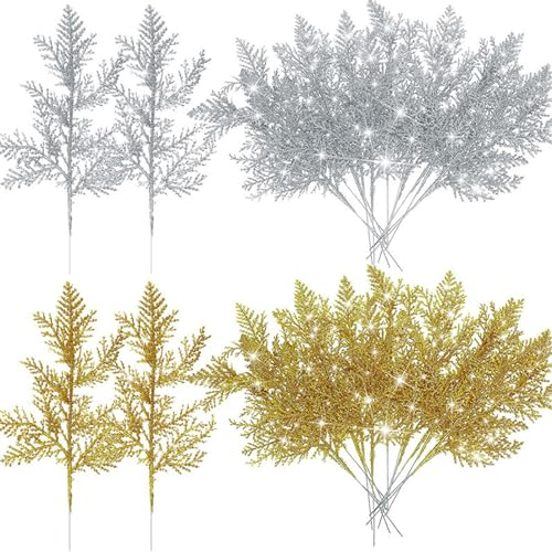 ysister Feuilles de Pin Artificielles 16 Pièces pour Noël - Branches de Sapin pour Guirlande, Couronne et Décoration
