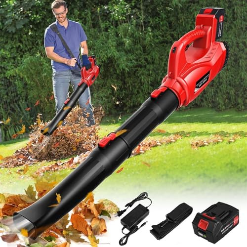 Soplador de Hojas, soplador de Hojas inalámbrico de 21 V, soplador de Hojas eléctrico de 180 MPH/320 CFM con Mango portátil, Cargador rápido de batería de 4,0 Ah para soplar Polvo de Hojas, escombros