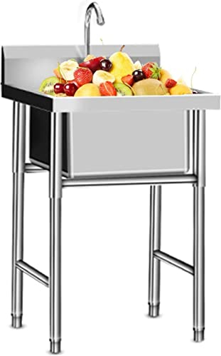 Spüle Home Küchenspülen Camp Tragbares Küchenspülbecken, freistehende Wäschespüle aus Edelstahl 304, Fischreinigungstisch, 50/60/70/100/120 cm Werkbank-Außenspüle