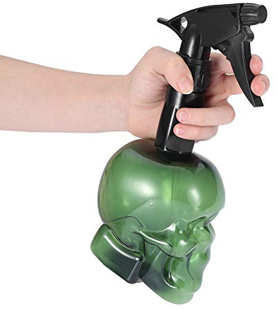 ANKROYU 500 Ml Bottiglia Spray per Parrucchieri Ricaricabile, Bottiglia Spray Teschio in Plastica, Nebulizzatore Regolabile per Capelli, Spruzzatore Professionale per Parrucchieri(Verde)