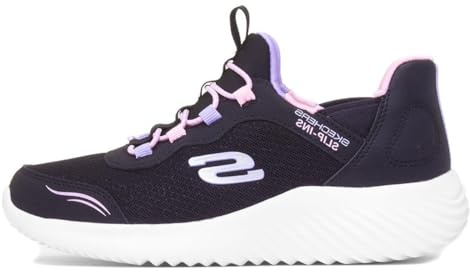 Skechers Girl's Bounder Simple Cute Slip-in Trainers, Black Synthetic/Trim, 9.5 UK Child