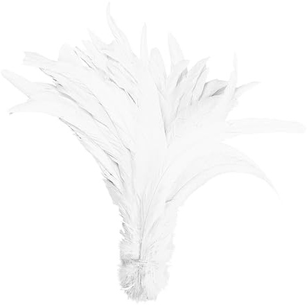 NUOBESTY 50 Stück -40Cm Natürliche Hahnenschwanzfedern Weiß - DIY Bastelmaterial Für Kleidung, Schmuck, Hochzeitsdekoration Und Hutgestaltung