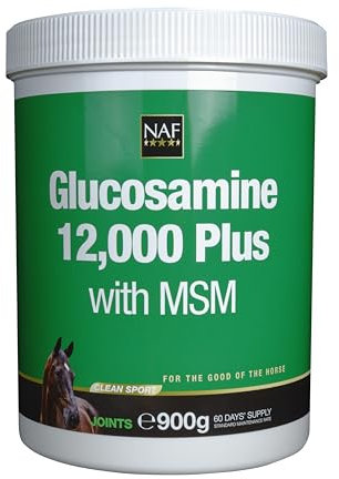 NAF Glucosamine 12,000 Plus with MSM – 900g Joint Support Supplement for Horses – High-Strength Glucosamine Sulphate & MSM – Supports Mobility, Flexibility & Connective Tissue Health