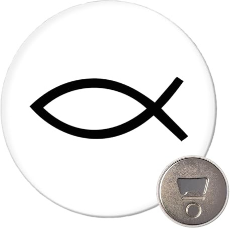 Huuraa Magnet Fisch Symbol 59mm Kühlschrankmagnet rund Flaschenöffner Geschenkidee