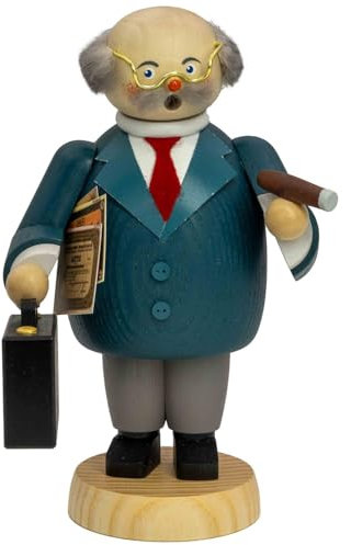 Seiffener Volkskunst | Räuchermännchen Erzgebirge | Gemütliche Typen 18 cm | Räucherfigur | Erzgebirgische Volkskunst | 12678 | Banker