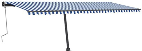 Willood Standmarkise Manuell Einziehbar 600x300 cm Blau/Weiß