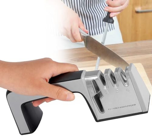 SACLMD Affilacoltelli da Cucina,affilacoltelli 4 in 1,affilacoltelli manuali e affilacoltelli tascabili,per lucidare,affilare e Riparare coltelli da Cucina