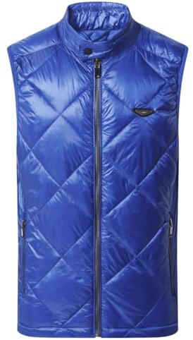 883 Police Fink 9801 Rubber & Metal Wing Badge Funnel Neck Sleeveless Gilet - Cobalt Blue Small Blue