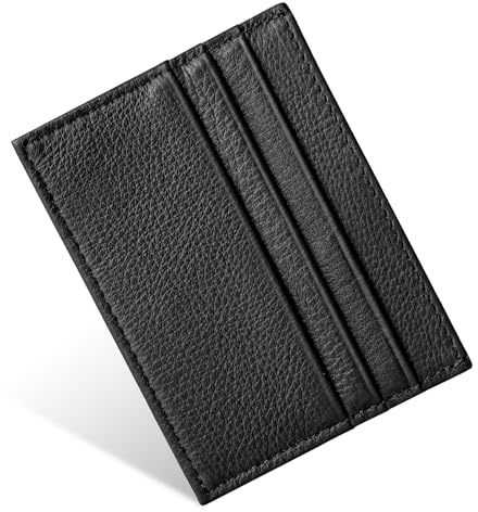 URAQT Portacarte Uomo e Donna, Porta Carte Credito in Pelle Slim con 6 Slot e 1 Tasca, Portafoglio Sottile per Carte D'identità, Patente di Guida(nero-new)