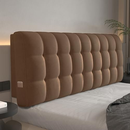 ZZYK Kopfteil Kissen Keil-Rückenlehne Wandkissen Kopfteil Unterstützung Gepolstertes Lesekissen Nachttisch Kissen Tagesbett Rückenlehne Wohnheim-Stützkissen,Braun,Paste/47x23x4In