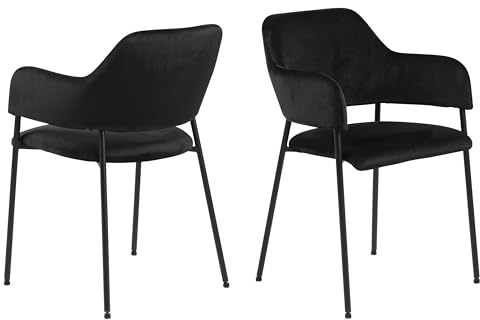 möbelando Armlehnstuhl >Lima< (2er-Set) in schwarz, Polyester, Stahl - 54x82x55cm (BxHxT)