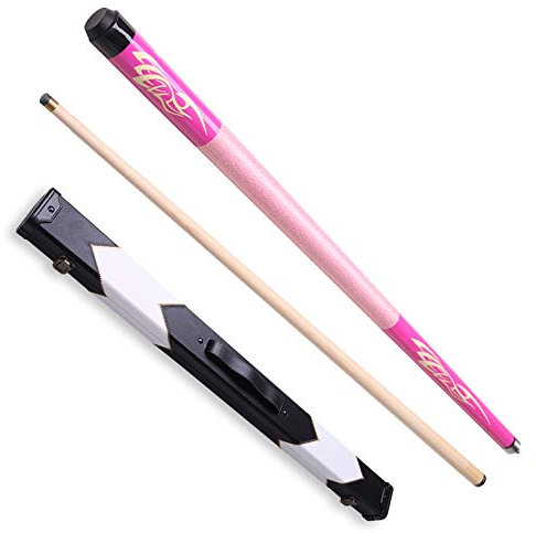 Agashi Pool Queues Sticks, Ahorn Billard Pool Queue, 1/2 Jointed, Verbessern Sie Ihre Freizeit Sport Spiel, 10.5Mm/11.5Mm Tipps, 2 Sektionen Queue Billard/Pink/147Cm(58In) Cue+Box