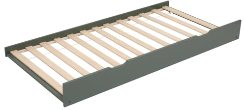 Happy Garden Tiroir-lit Vert en Bois, Couchage supplémentaire en Bois avec sommier à Lattes et roulettes, rangeable sous sommier