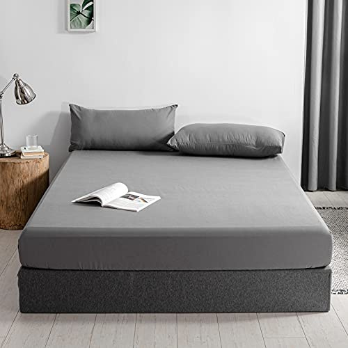 Good Nite Spannbetttuch Spannbettlaken 140x200cm Grau Matrazenschoner Bettlaken 30cm Extra Polyester Tiefe Taschenlaken Spannbetttuch Weich und atmungsaktiv Maschinenwaschbar 140x200cm | Stylisches Spannbetttuch aus Weicher Mikrofaser. 30cm Tiefe, Passt Perfekt, Maschinenwaschbar und Pflegeleicht