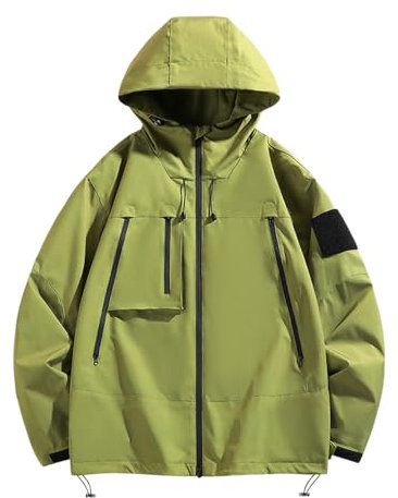 SRZYMJ Windbreaker Herren Regenmantel Herren Fahrrad Einfarbig Pullover Jacke Herren Sommer Leicht Herren Regenjacke Wasserdicht Regenmantel Herren Fahrrad Grün Regenponcho Wasserdicht Wandern 3XL
