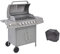 IKAYAA Barbecue e Griglia a Gas 6+1Barbecue a Gas con 6 Fuochi Multifunzione Completo di Bruciatore Laterale Coperchio, Termometro, Griglia in Ghisa, Ruote E Struttura-Argento-Tipo 2
