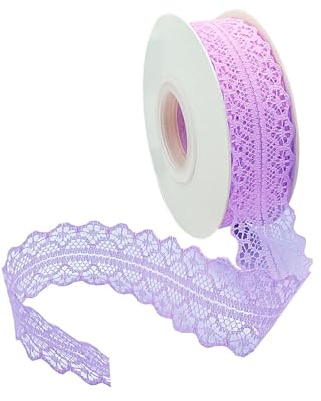 Vordpe Spitzenband, Borten und Bänder zum Nähen, Vintage Spitzenband Breit 3cm，Schleifenband Hochzeit Spitze-Borten für DIY Hochzeit Tischdeko Basteln Geschenkband (23m/Rolle, Lila)