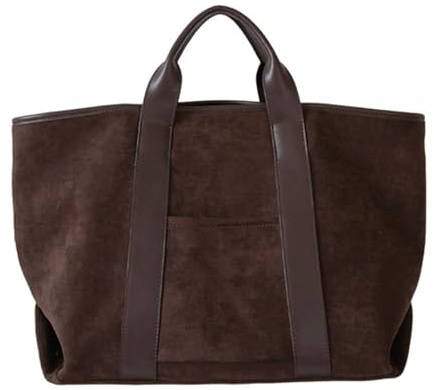 PGSLPH Suede Tote Bag für Frauen - Vintage Top Handle Bag mit Großer Kapazität - Slouchy Tote Handbag in Faux Leder - Kaffee