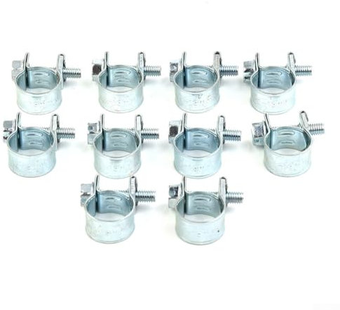 Zeroupshop Hose Clips Set, Fuel Injection Hose Clamps Zinc Plated, Compact Nut And Bolt Clamps for Small Pipes Fuel Line Diesel Air(11-13mm)