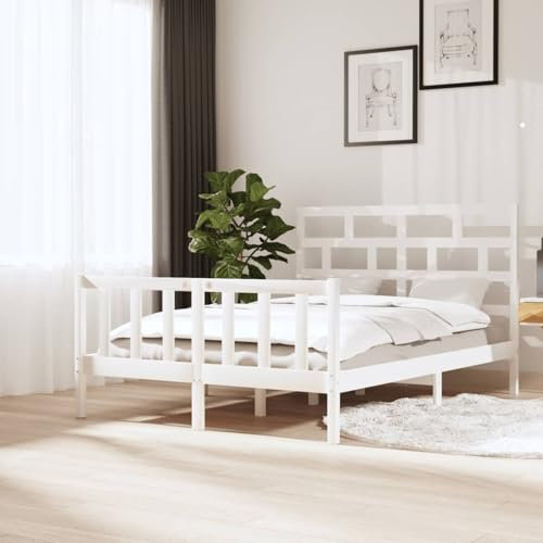 Buzaza Massivholzbett Bettgestell Bed Frame Bett Mit Bettkasten Hausbett Bett Massivholz Weiß Kiefer 140x200 cm - 3101349