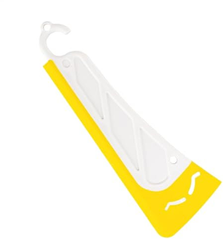 Dish Cleaning Scraper, Silicone Scrapers Reusable Pot Pan Cleaner, Heat Resistant Soft Scraper with Ergonomic Handle for Cooktops and Stoves, 8.19x2.56 Inches, White Coffee