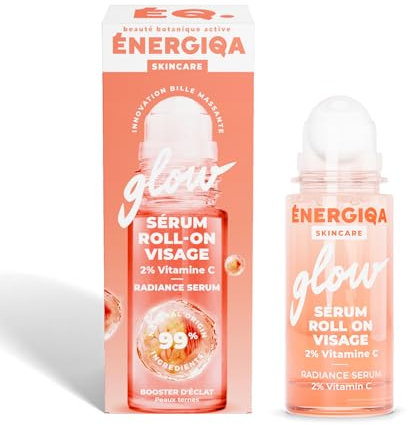 Sérum Visage Éclat 2% Vitamine C – Anti-Tache – 99% d’Origine Naturelle - Soin Concentré Peaux Ternes – Roll On 30 ml – Energiqa