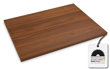 Hausfux Tischplatte nach Maß - 2,5 cm Starke Spanplatte, melaminbeschichtet, mit ABS-Kante - individueller Zuschnitt - Made in Germany (Madison Walnuss, 60 x 60 cm)