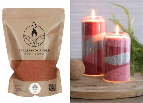NaDeco Kerzensand mit Duft und Docht, 400g, Kerzen selber Machen, Kerzenwachs & Kerzendocht, Duftwachs Aroma Duft Kerze Candle Sand, Pflanzliches Wachs Granulat, DIY Basteln Home Dekoration, Amber