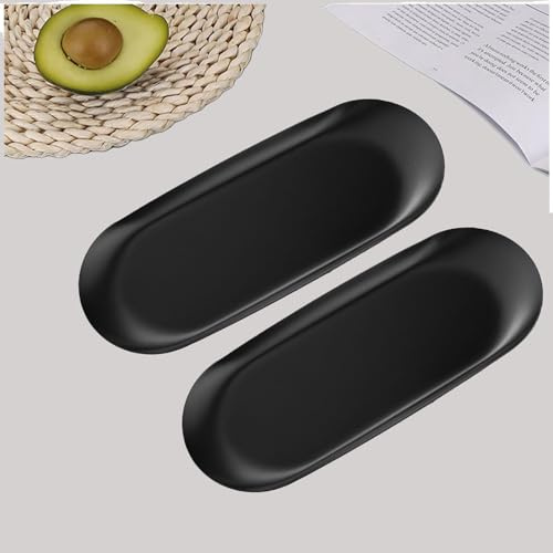 2pk Black Tray,(Oval, XL, 23x9.5cm) | Dieses dekorative Ablagetablett ist weit verbreitet für Esstisch, Küche, Bad, Waschtisch, Arbeitsplatte und andere Orte
