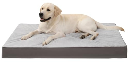 KSIIA Orthopädisches Hundebett Grosse Hunde, Hundekissen Waschbar XL,111x81 | Komfortable Hundebetten Doppelseitig Wendbare für Sommer und Winter, Abnehmbare Hundematte Wasserdicht für Große Hunde, Grau